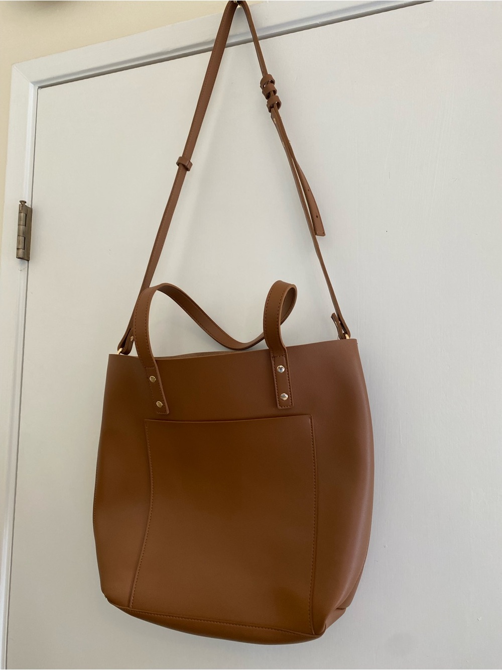 Henny + Lev Vegan Leather Tote Bag in Cognac Brown